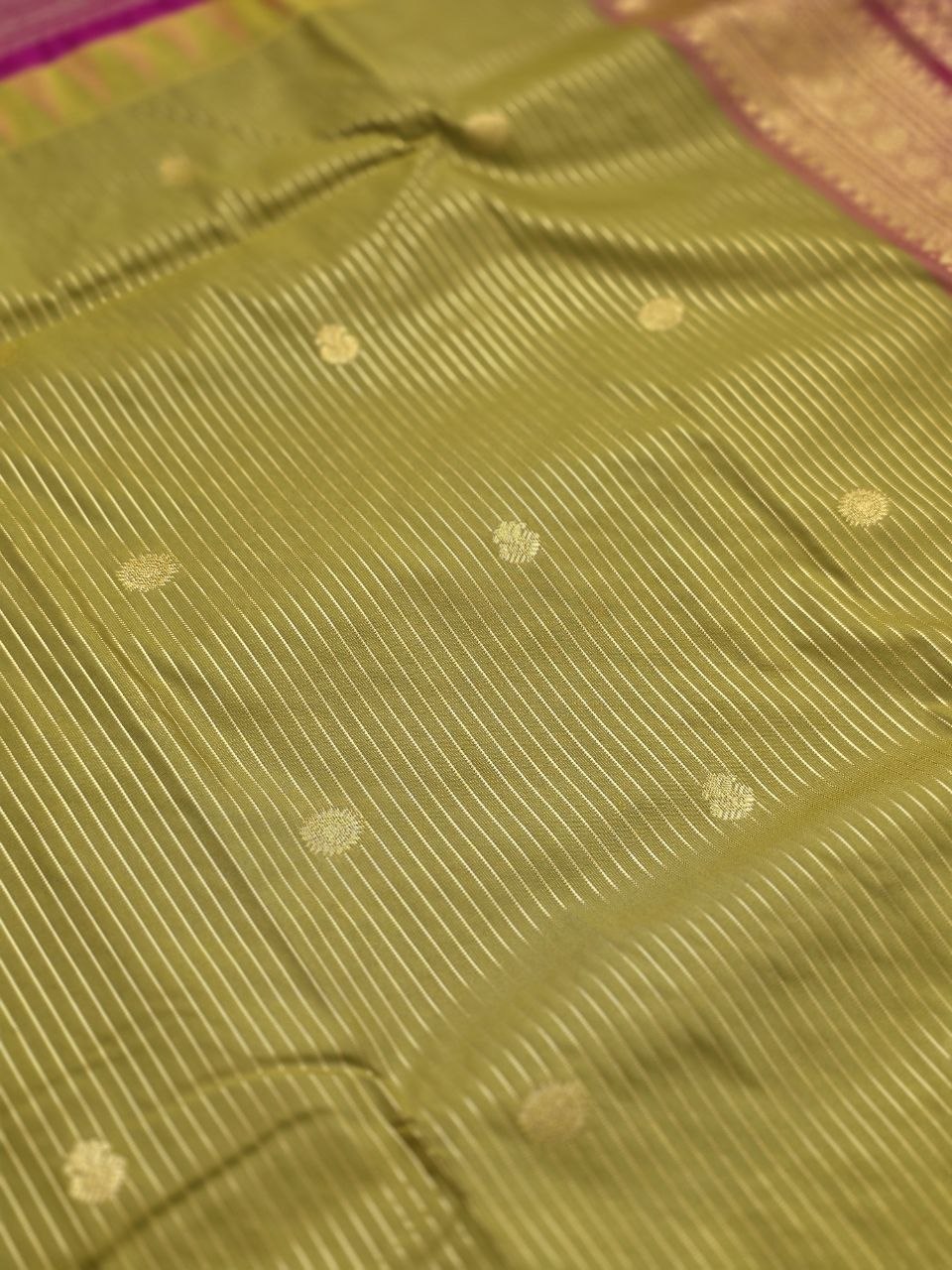 Classic Heritage Semi Gadwal Saree – Mustard Yellow with Fuchsia Pink Pallu