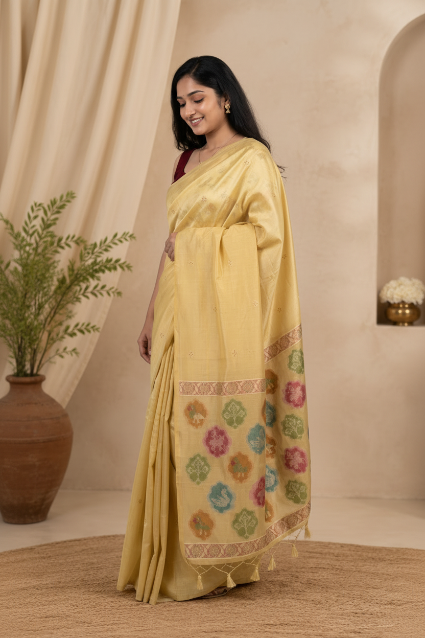 Classic Malabar Linen Saree | Premium Linen Everyday Wear