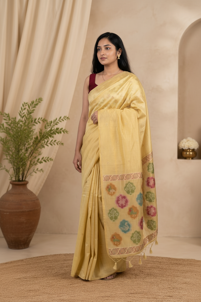 Elegant Malabar Linen Saree | Soft, Breathable & Timeless
