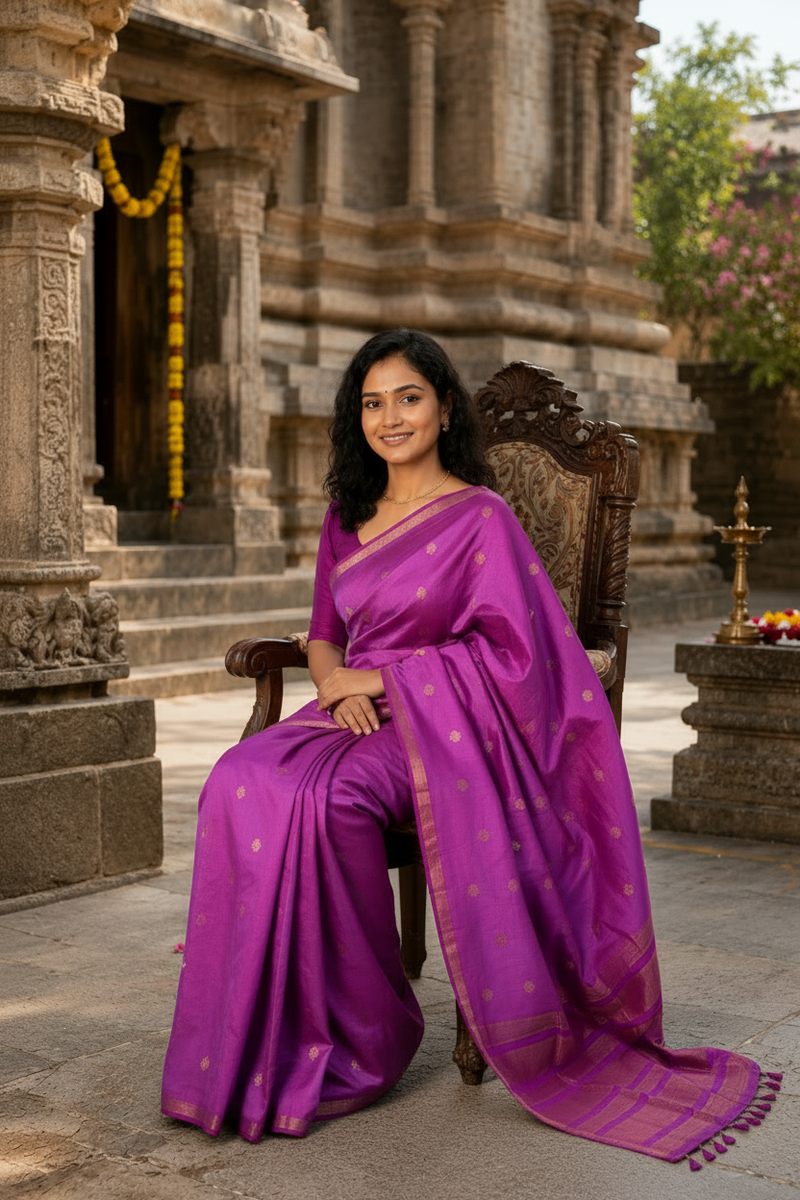 Elegant Orchid Purple Raw Silk Saree for Festival & Occasion Wear