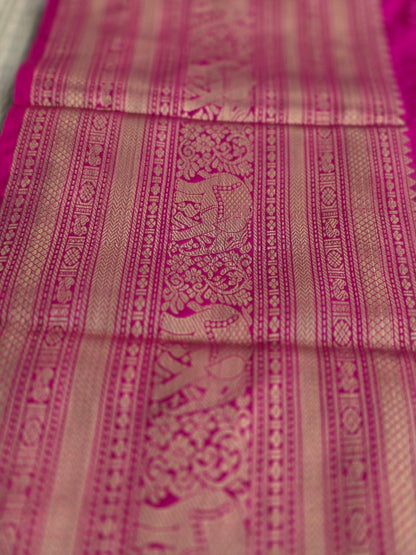 Festive Elegance Premium Semi Gadwal Saree in Deep Snuff Brown