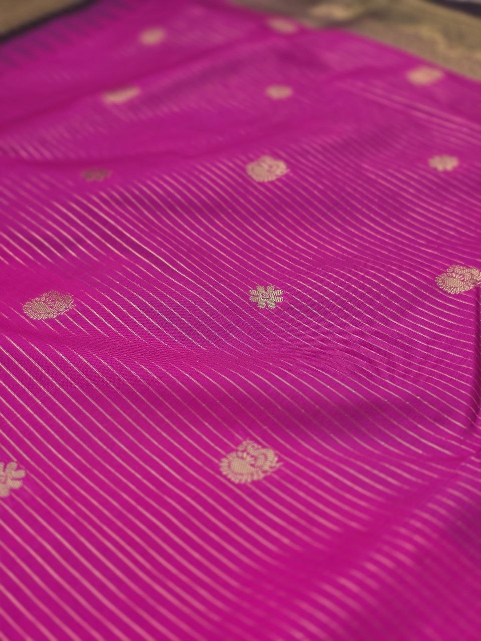 Festive Premium Semi Gadwal Saree – Rani Pink & Dark Brown