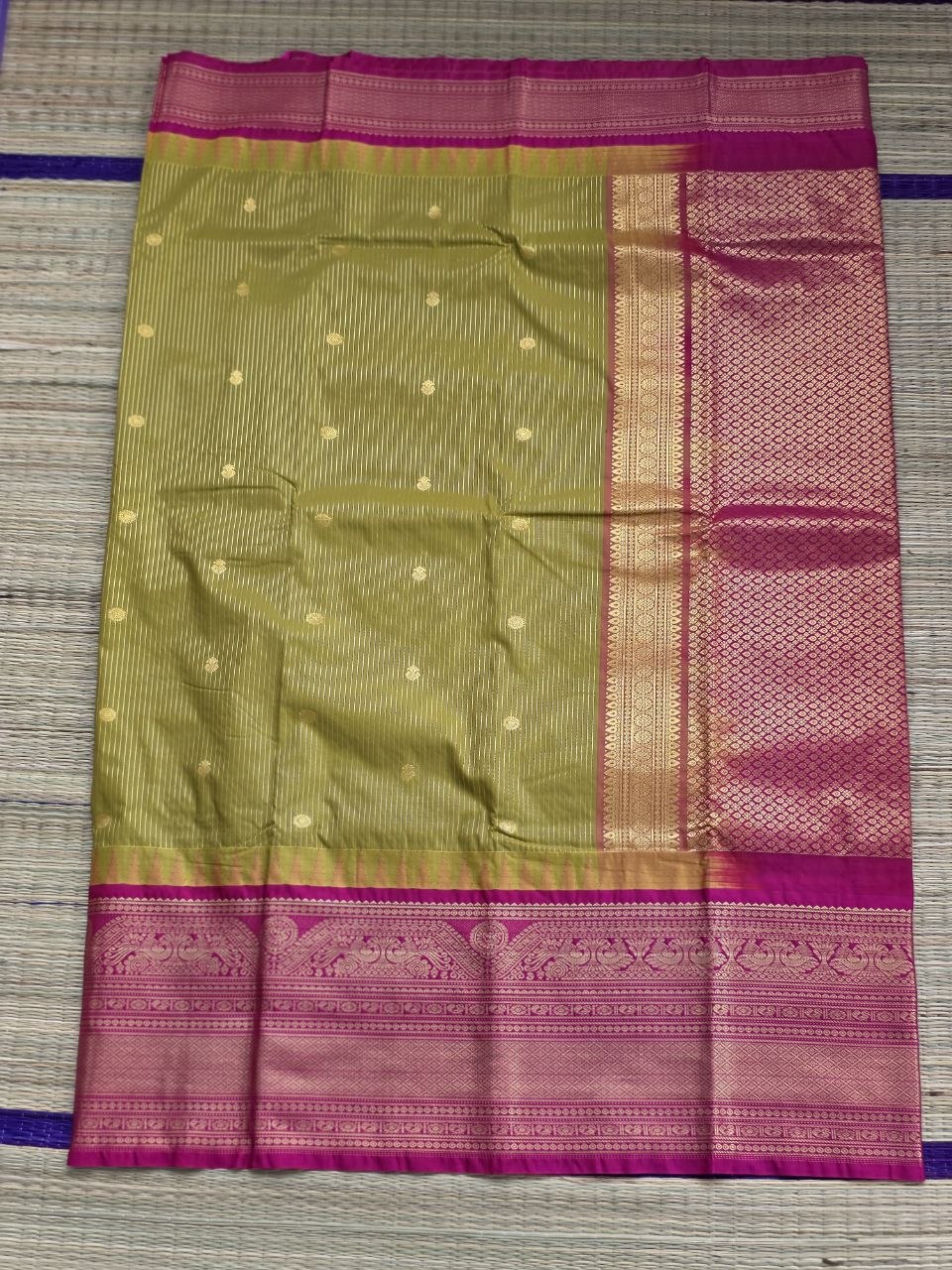 Festive Radiance Premium Semi Gadwal Saree – Mustard Yellow & Fuchsia Pink