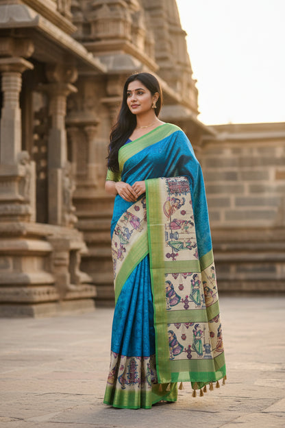 Traditional fabric with colorful patterns on a white background