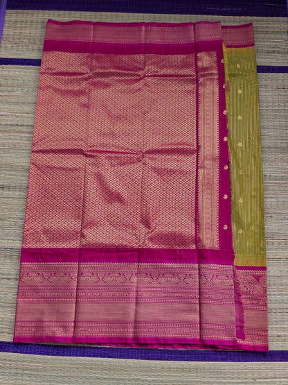 Heritage Glow Premium Semi Gadwal Saree – Mustard & Fuchsia