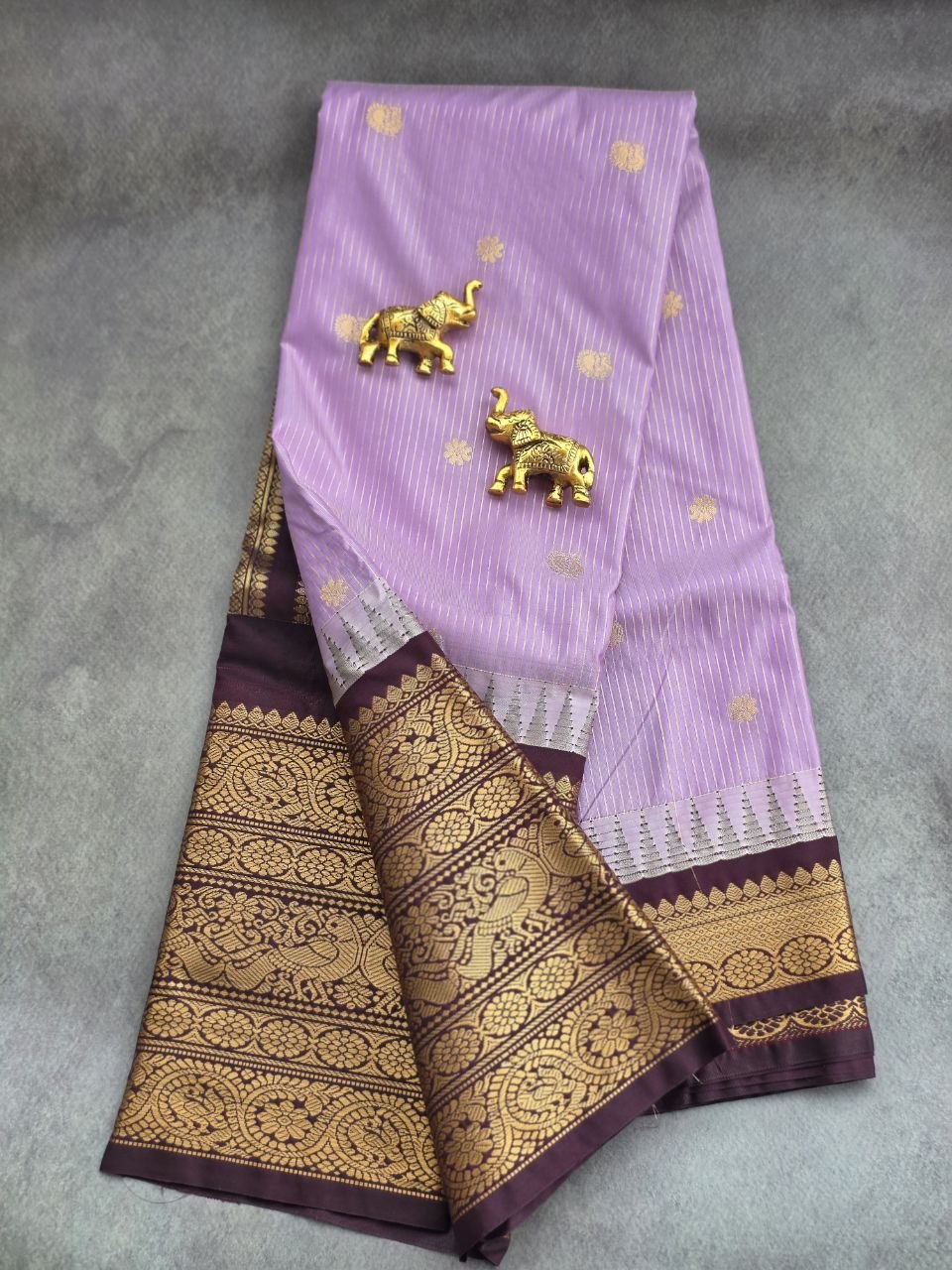 Lavender Bloom Premium Semi Gadwal Saree
