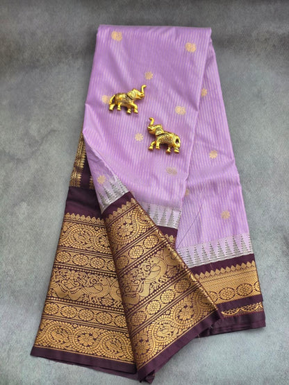 Lavender Bloom Premium Semi Gadwal Saree