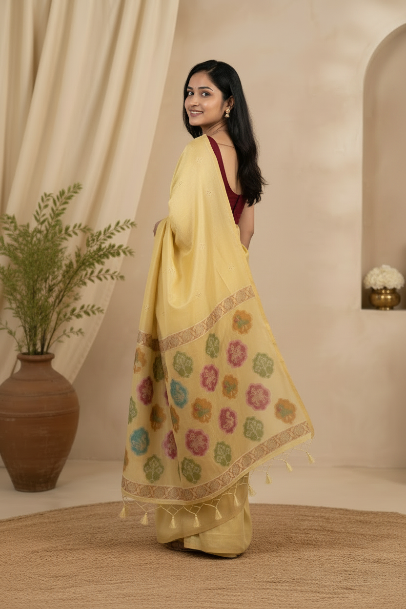 Malabar Linen Saree | Lightweight Office & Occasion Wear