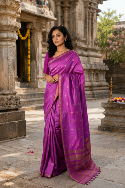 Premium Orchid Purple Raw Silk Saree with Rich Pallu & Tassels