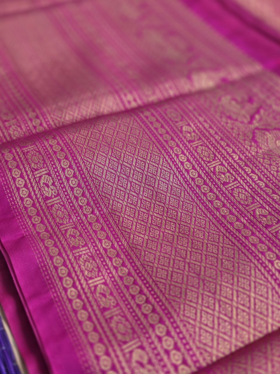 Regal Mustard Yellow Premium Semi Gadwal Saree with Fuchsia Accents