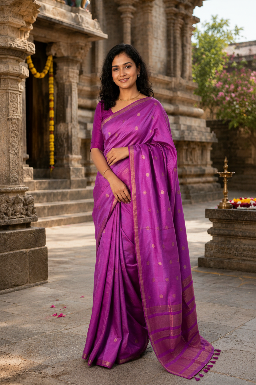 Royal Orchid Purple Raw Silk Saree for Festive Celebrations