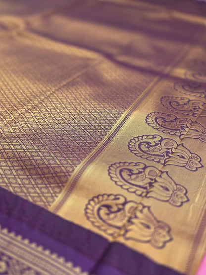 Timeless Grace Premium Semi Gadwal Saree – Salmon Pink & Plum